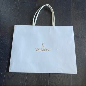 Valmont empty shopping bag tote white leather strap